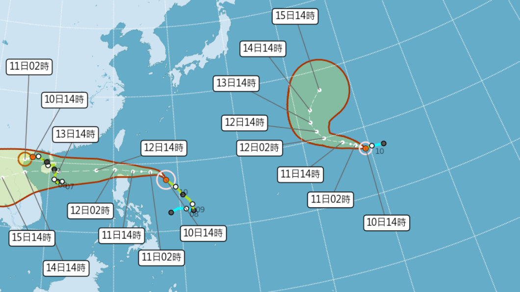 颱風預測路徑。(圖/中央氣象局)