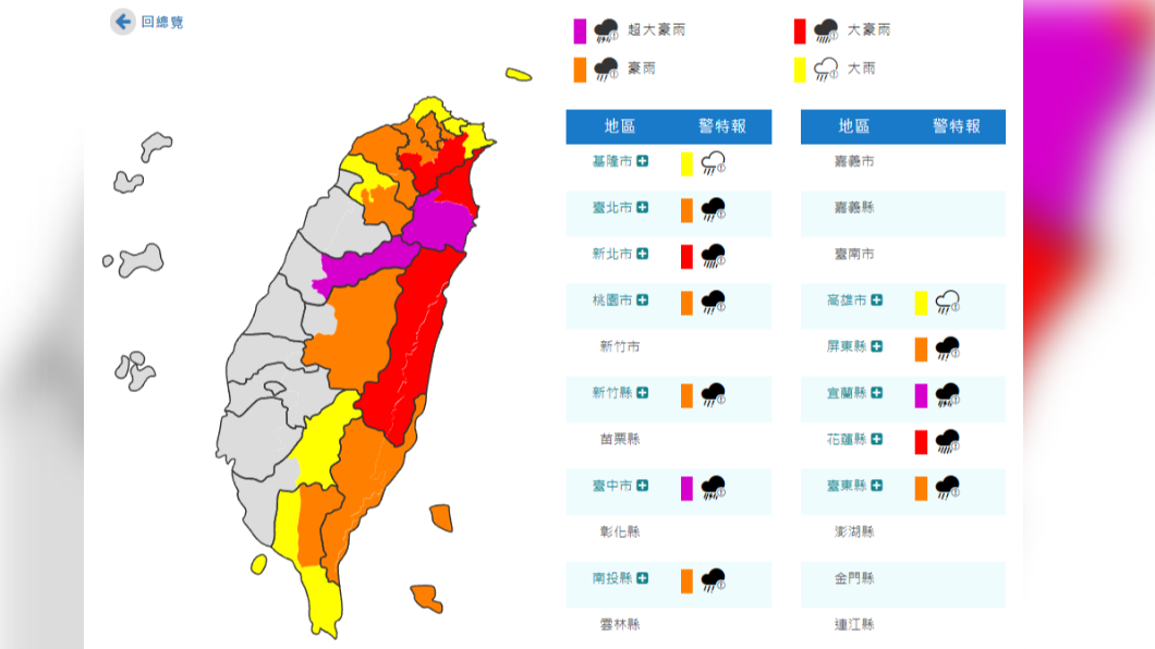 颱風圓規全國災情計26件　花蓮山區總雨量上看800毫米