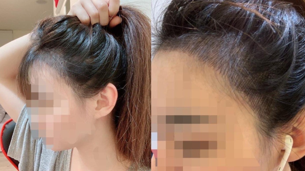 女網友紋完髮際線後看了傻眼。(圖/翻攝自爆料公社)