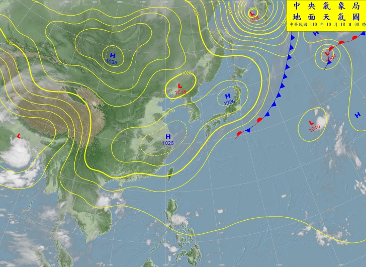 地面天氣圖。(圖/氣象局)