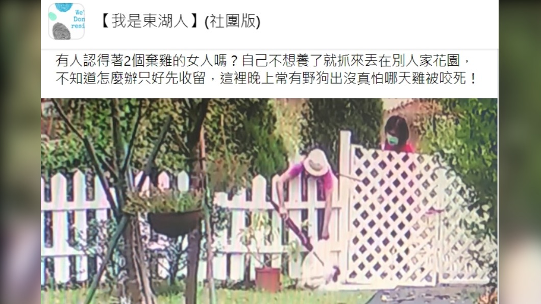 監視器拍到2名婦人擅自棄雞在別人家中。(圖/翻攝自我是東湖人臉書)