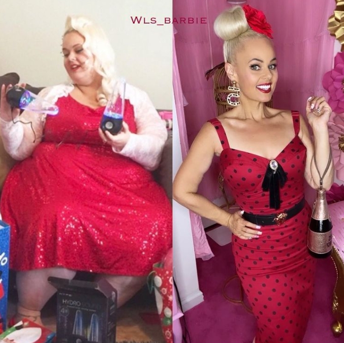 凱拉瘦後常在個人IG上分享對比照。(圖/翻攝自wls_barbie IG)