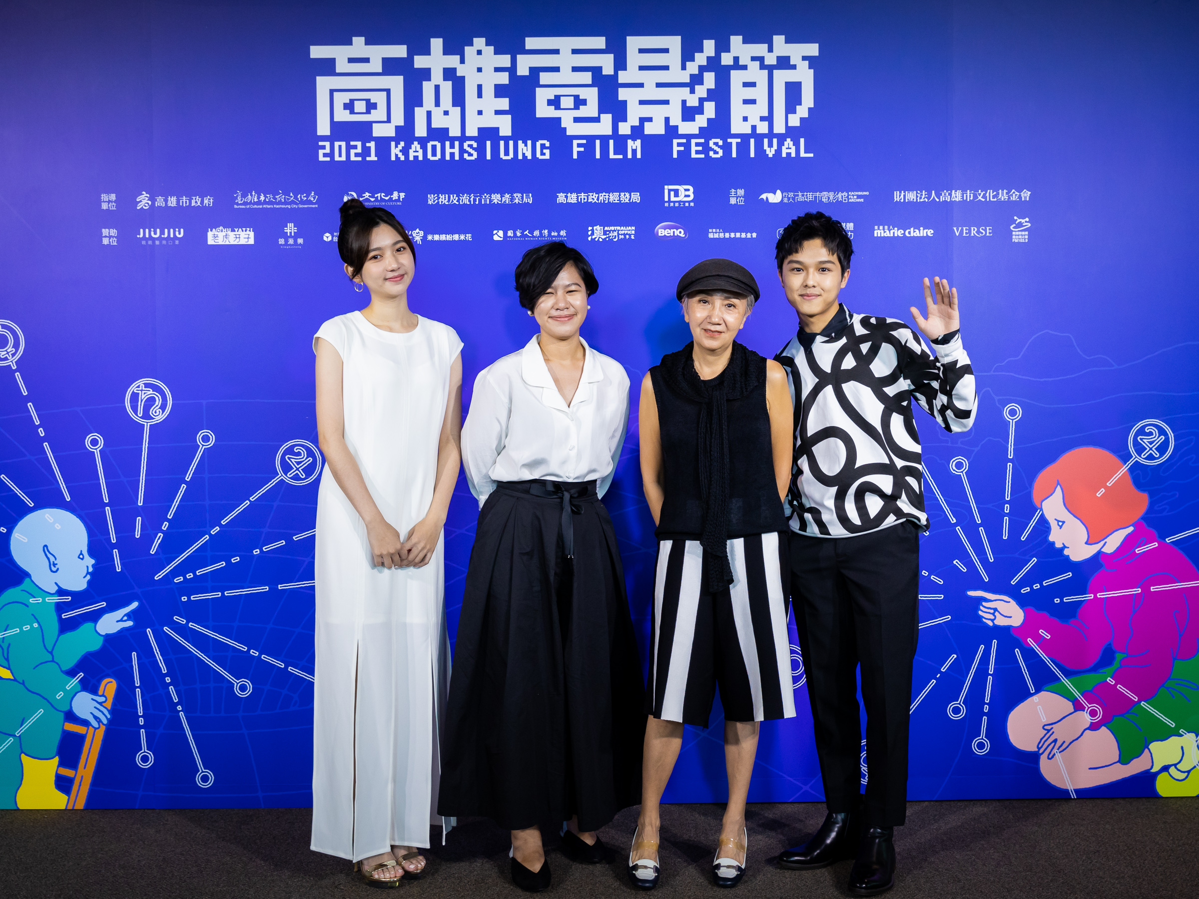 《三月的南國之南》林玉書(左起)、導演 李尚喬、陸弈靜、陳鼎中。(圖/高雄電影節提供)