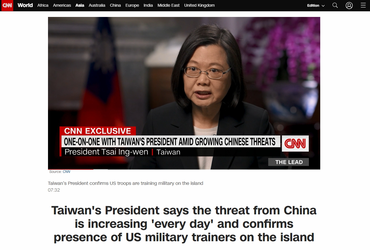 蔡英文日前接受CNN專訪。(圖/翻攝自CNN官網)
