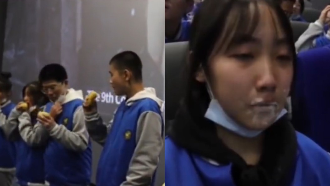 河南鄭州一所高中讓學生體驗凍土豆。(圖/翻攝自微博)