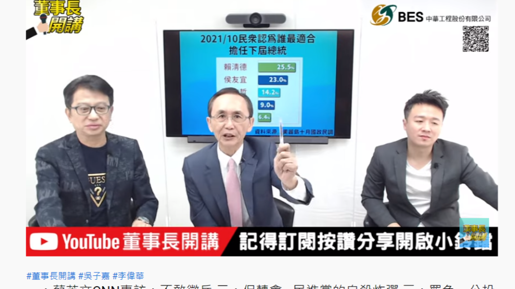 吳子嘉依據民調分析，鄭文燦若沒當行政院長，恐將影響總統之路。（圖／翻攝董事長開講YouTube）