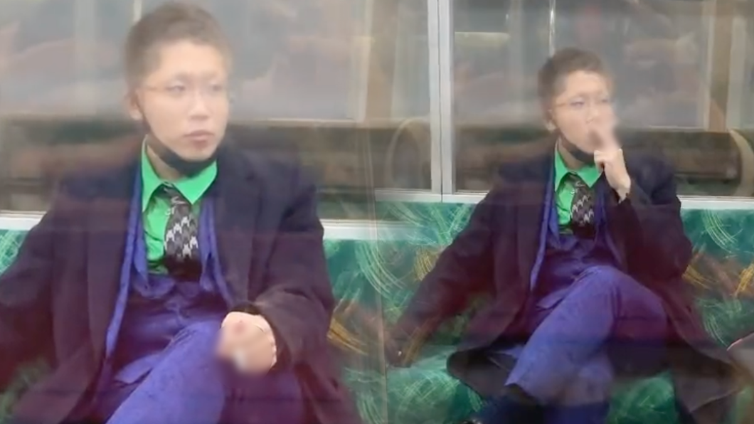 昨日兇嫌在萬聖節扮小丑,於京王線電車上大開殺戒。(圖/翻攝自@takahashi9811推特)