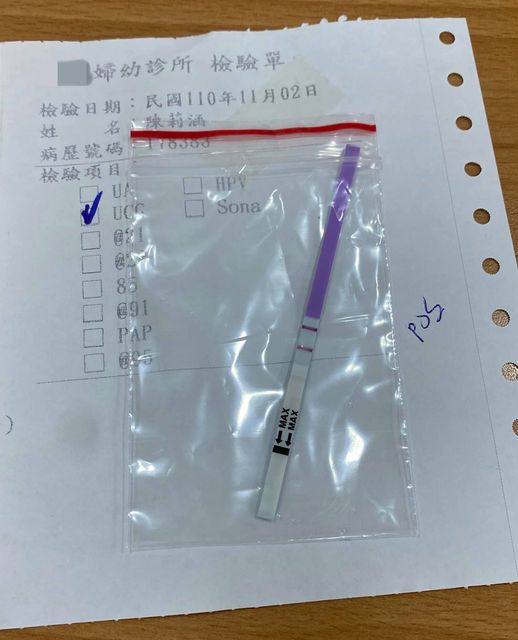 驗孕出現2條線。（圖／翻攝自莉婭臉書）