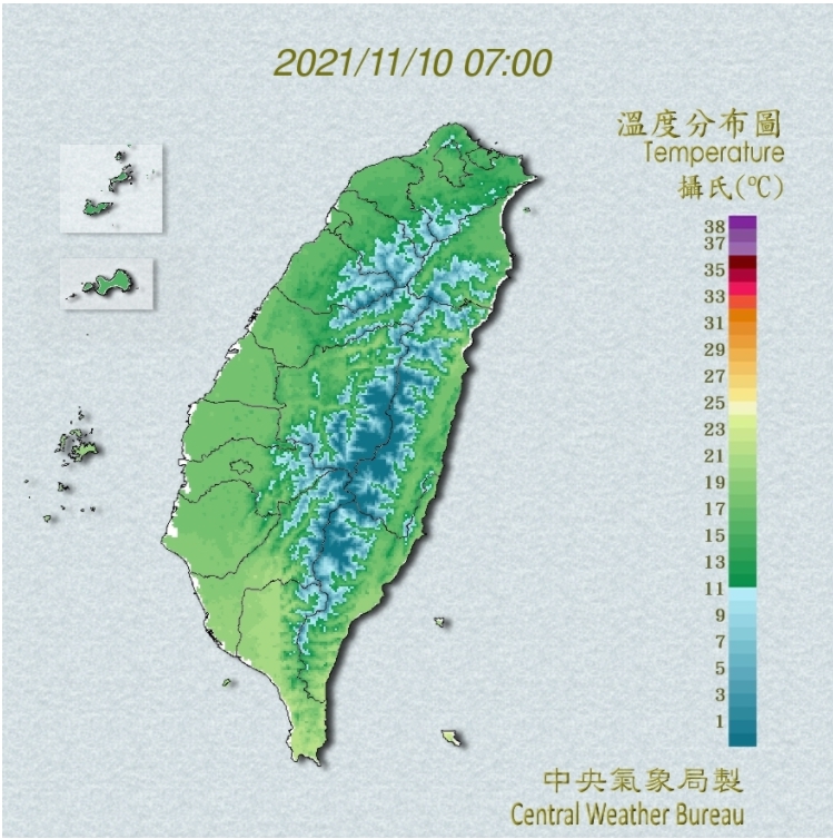 全台清晨急凍。(圖/中央氣象局)