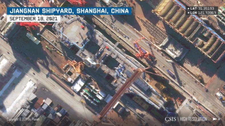 今年九月捕捉到的衛星影像搭建工棚的數量較十月下旬少。（圖／翻攝CSIS.org）