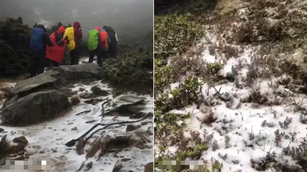 雪山主峰下雪了!絕美初雪積2公分 男嗨喊:像暴風雪