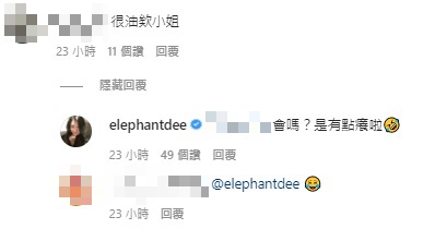 小S和網友互動逗趣。(圖/翻攝自IG@elephantdee)