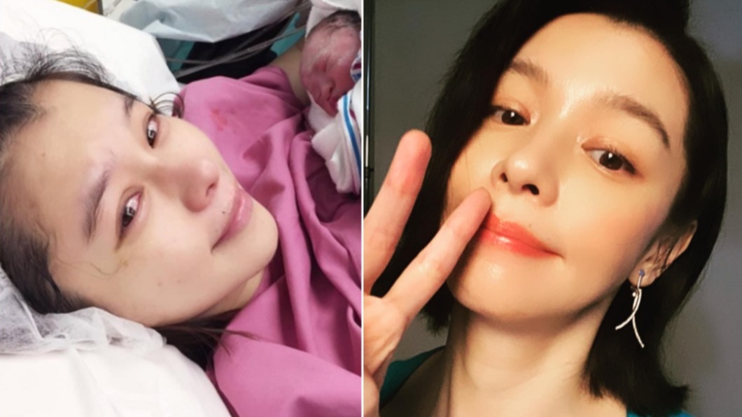 徐若瑄因肌腺瘤變大緊急送醫。圖左為徐若瑄生產畫面。（圖／翻攝自徐若瑄臉書）