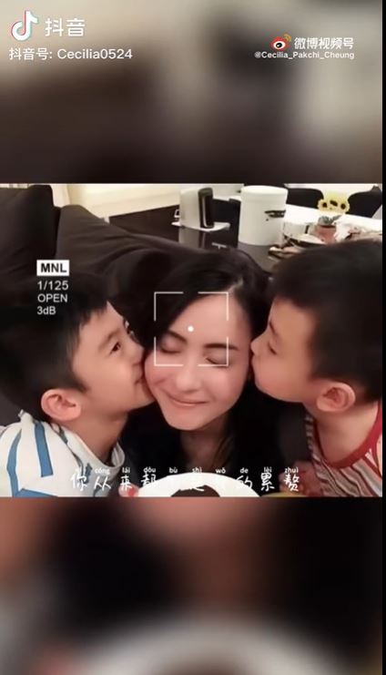 張柏芝與2個兒子的感情極佳。(圖/翻攝自張柏芝抖音)