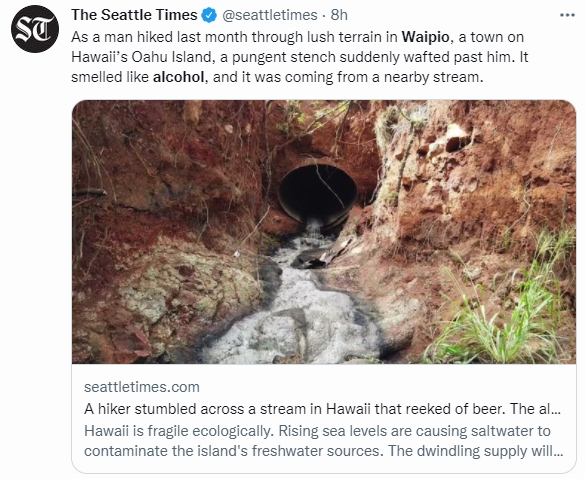 經查發現汙染源來自酒廠。(圖/翻攝自@seattletimes推特)