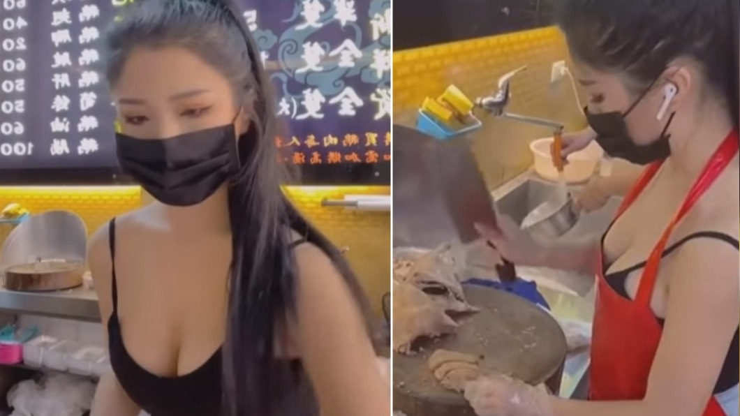 圍裙包不住!馬尾妹一側身「胸器溢出」彈暈 本人神到了