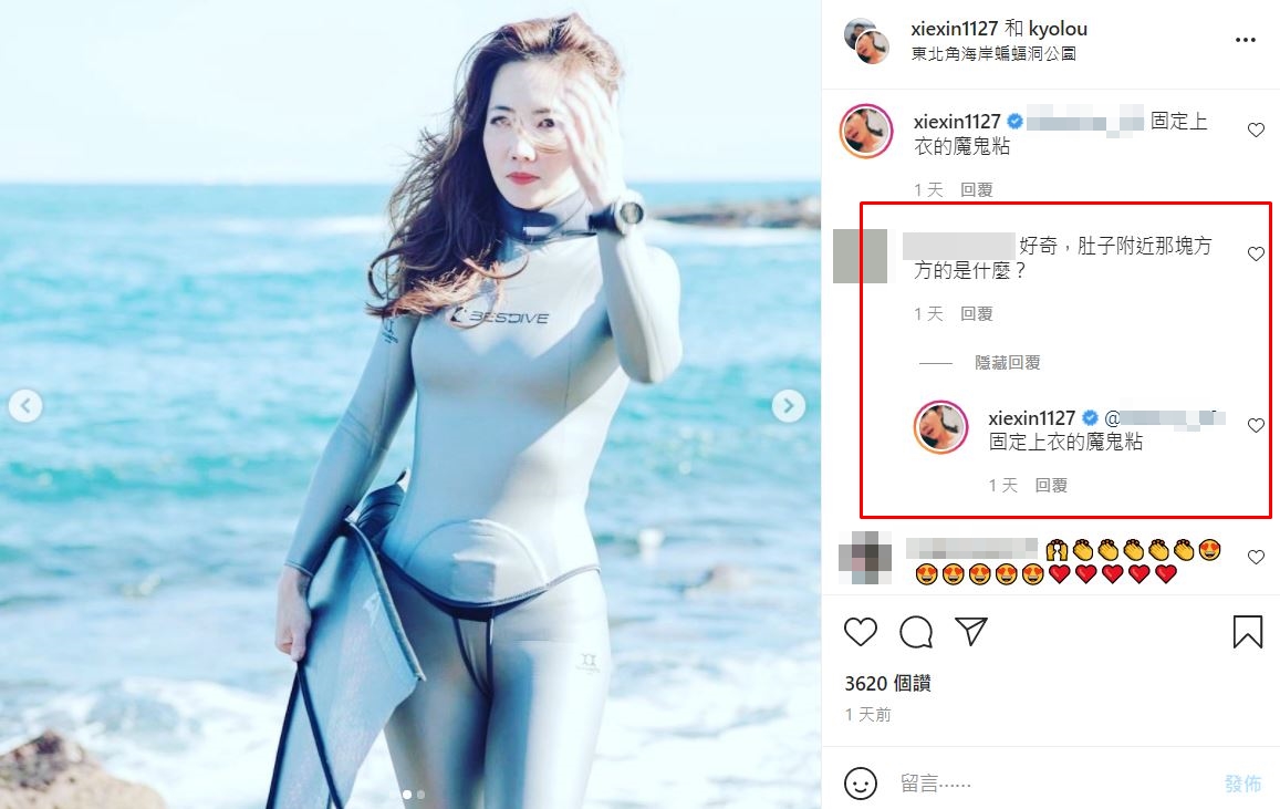 謝忻親自解答網友。(圖/翻攝自謝忻IG)