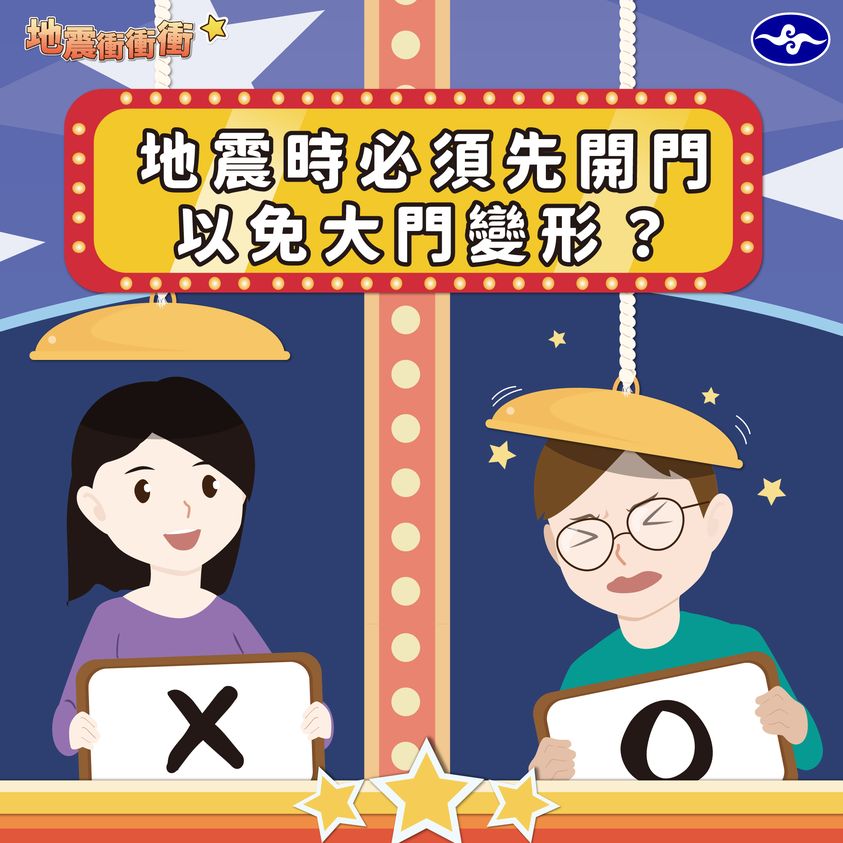關於「地震時必須先開門，以免大門變形」一說，氣象局表示錯誤。（圖／翻攝自報地震 - 中央氣象局臉書）
