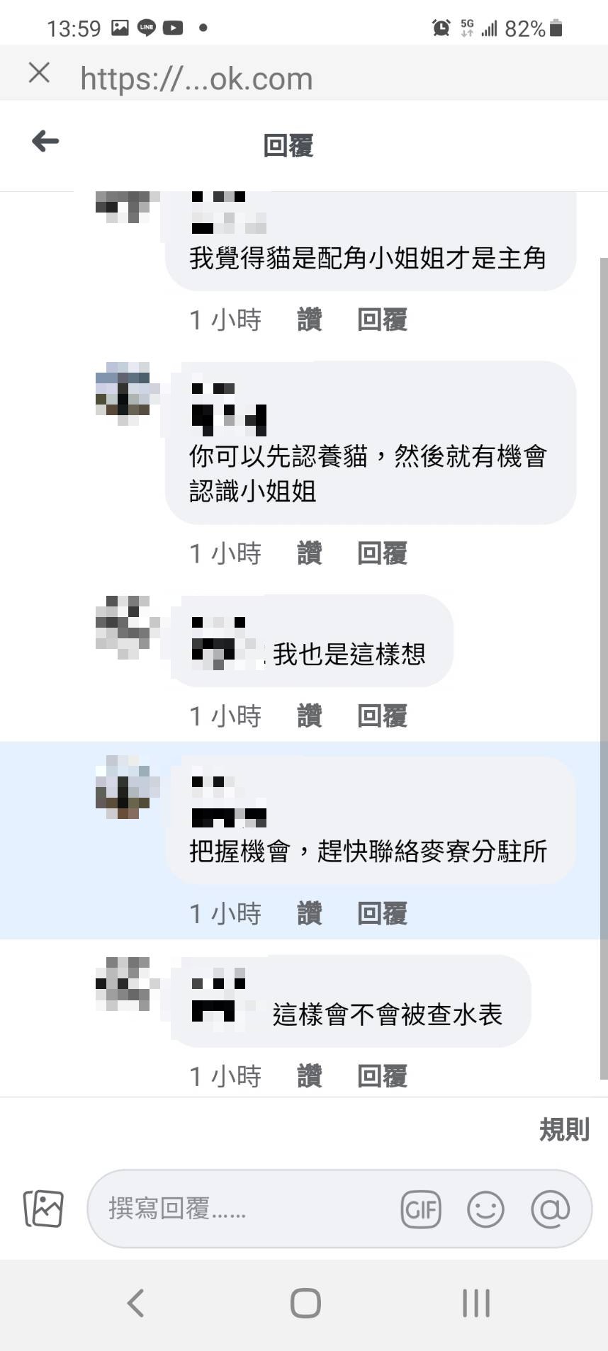女警在臉書社團PO文表示,希望民眾收養流浪貓,但網友們紛紛歪樓。(圖/翻攝自我是麥寮人臉書)