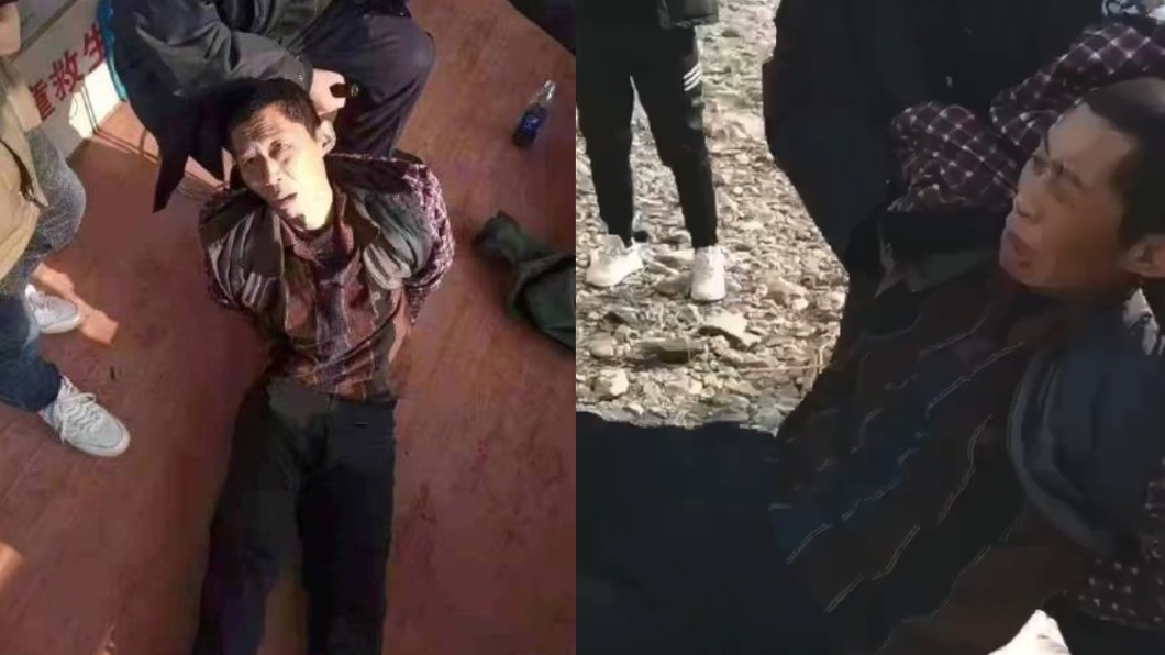 朱賢健被捕時表情相當痛苦。(圖/翻攝自微博)