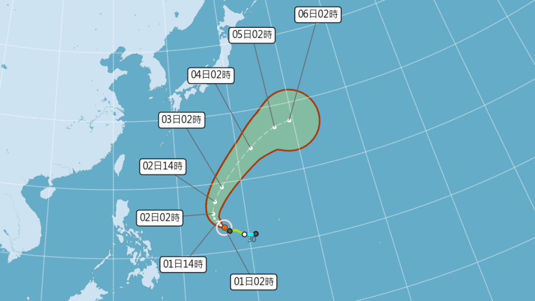 輕颱妮亞圖目前對台灣無直接影響。（圖／中央氣象局）