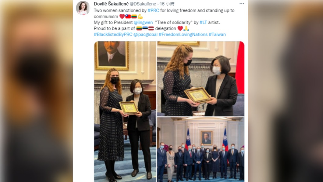 推特曬蔡英文合照 立陶宛女議員:都是被中共制裁女性