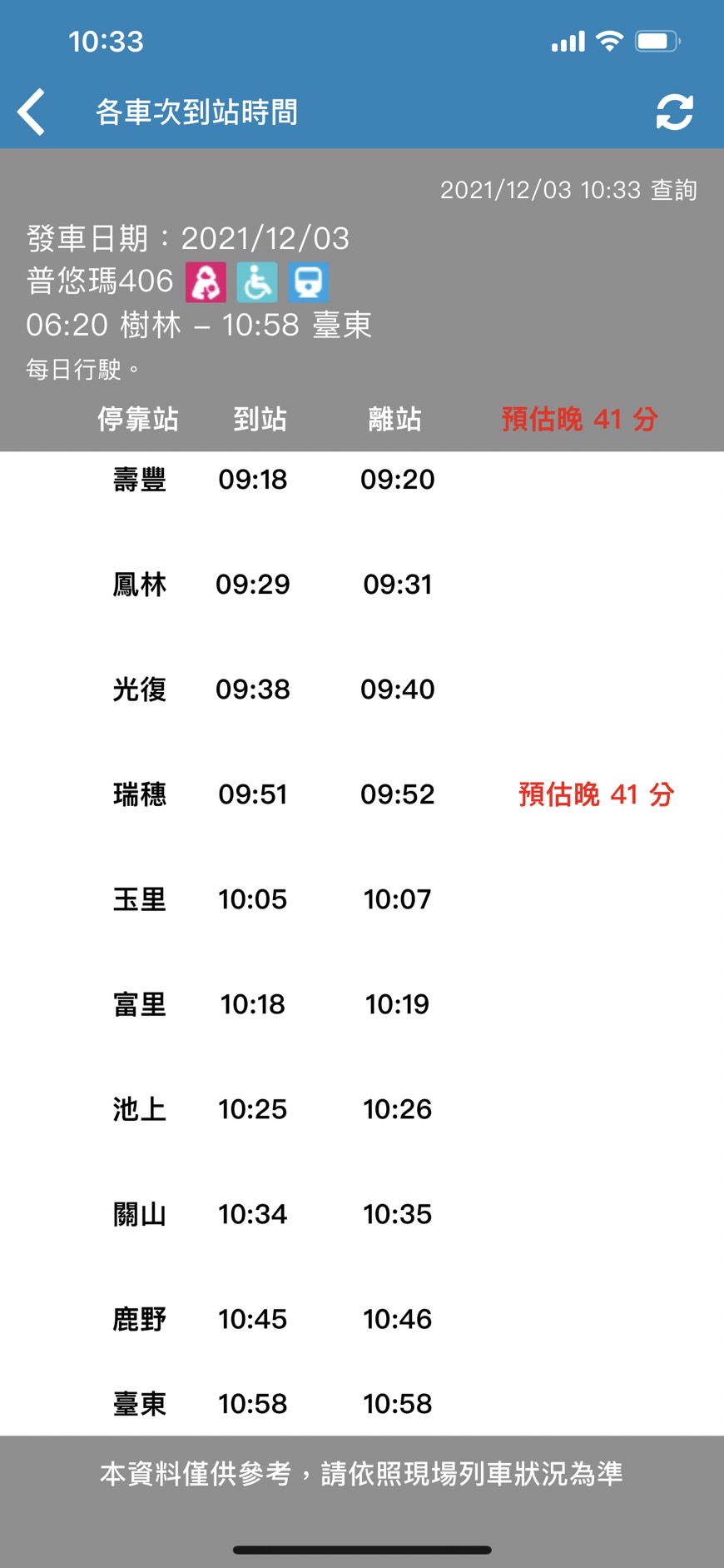 台鐵406次普悠瑪失去動力，誤點至少41分。（圖／民眾提供）