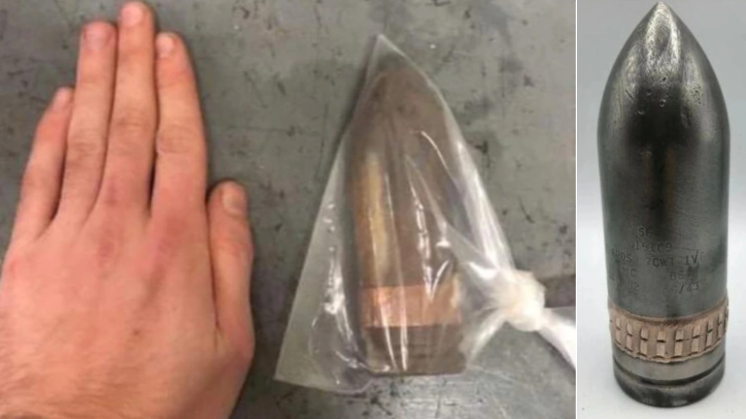 國防專家證實卡在男子體內的確實是二戰時期的反坦克砲彈。（圖／翻攝自太陽報官網）