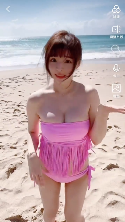 元元分享身穿泳衣在沙灘熱舞的短片。（圖／翻攝自元元Instagram）