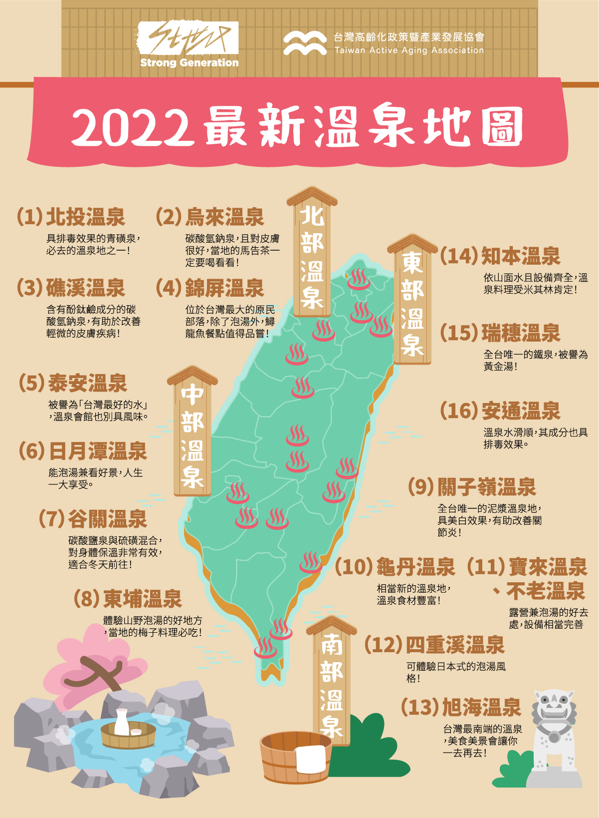 2022最新台灣溫泉地圖。(圖/壯世代教科文協會提供)