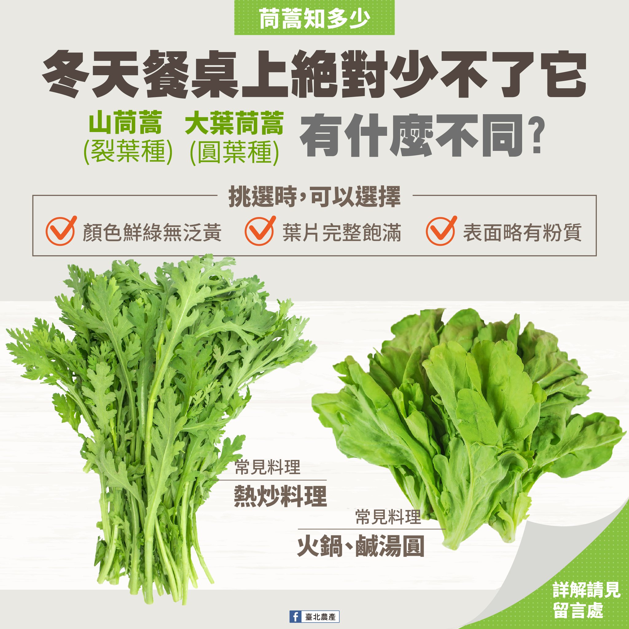 茼蒿不同之處大解密。(圖/翻攝自台北農產臉書)