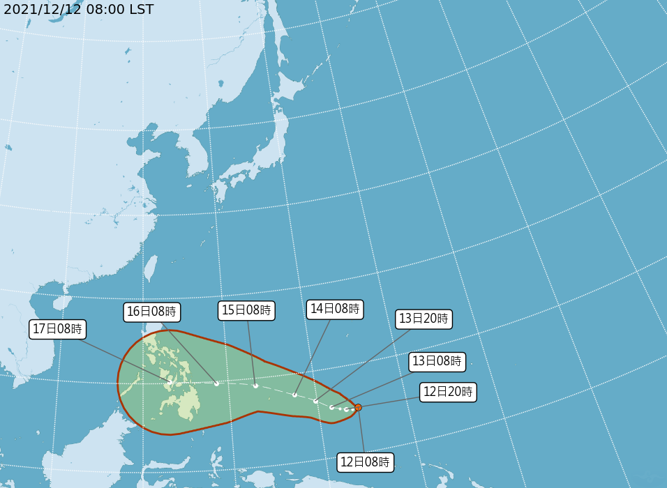 上午8時位於關島南方海面的熱帶性低氣壓形成。（圖／氣象局）