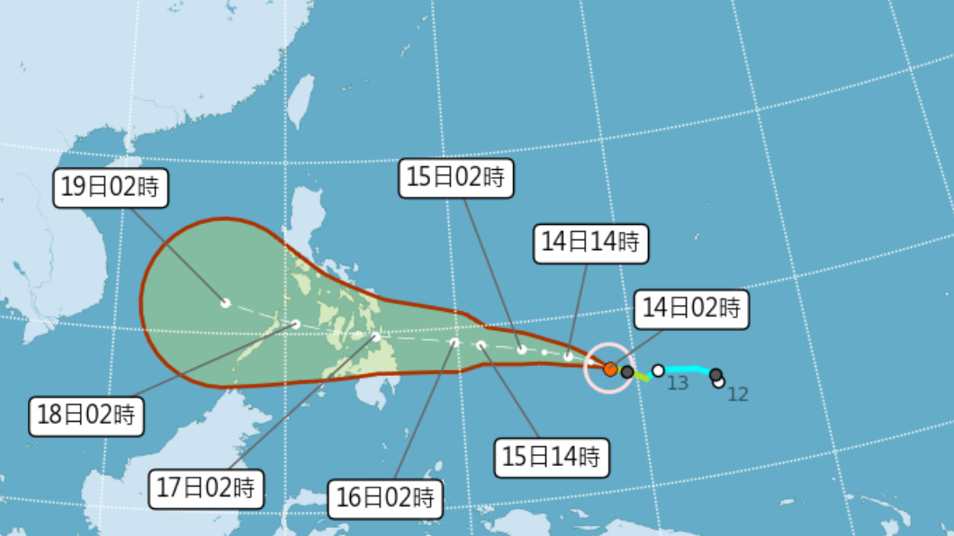 颱風持續增加中。(圖/中央氣象局)