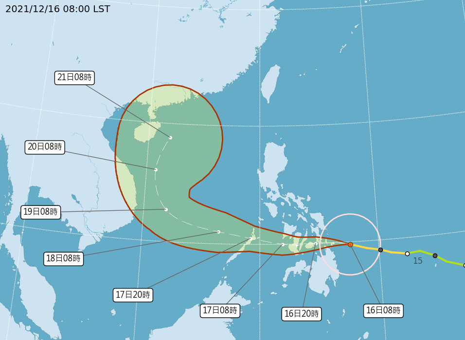 強颱雷伊預測路徑。（圖／氣象局）