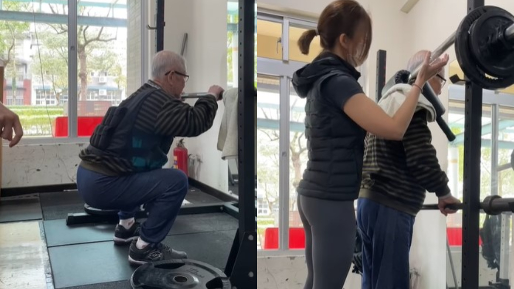 吳淡如爸爸認真健身中。(圖/翻攝自吳淡如臉書)