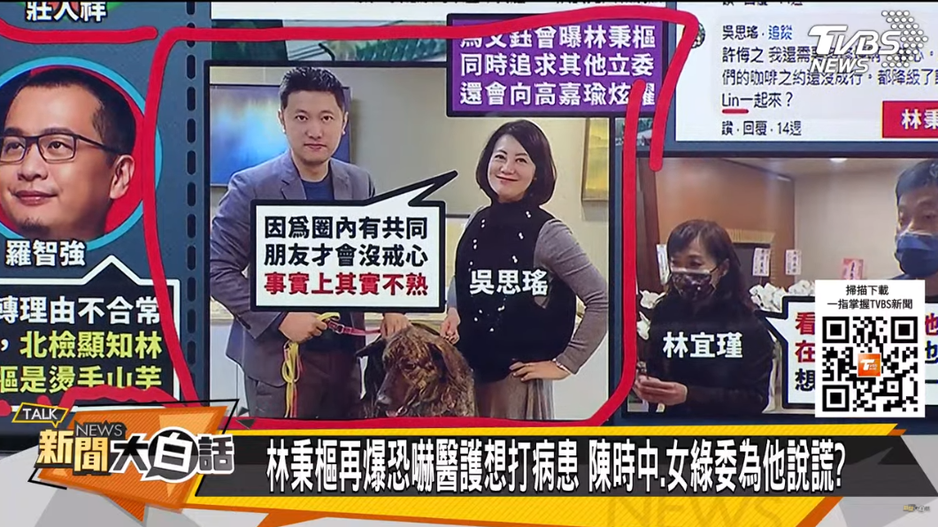 民進黨立委吳思瑤和林秉樞一起牽狗。(圖/TVBS)