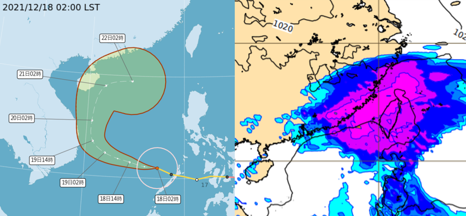 下週一雷伊外圍水氣逐漸接近。（圖／翻攝自老大洩天機）
