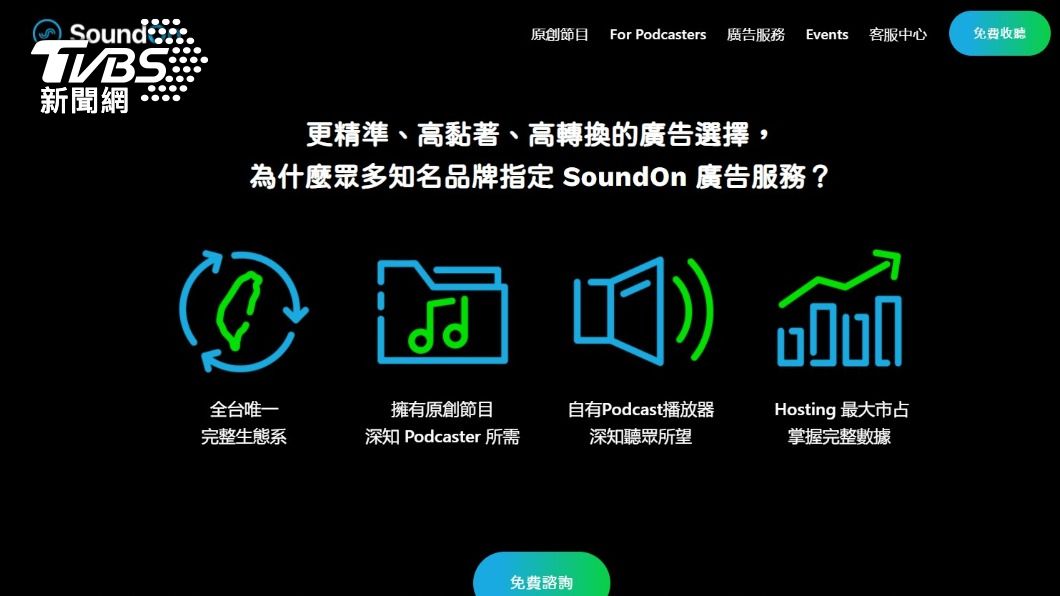 明年第二季將會讓Adsense功能上線。（圖／翻攝SoundOn網頁）