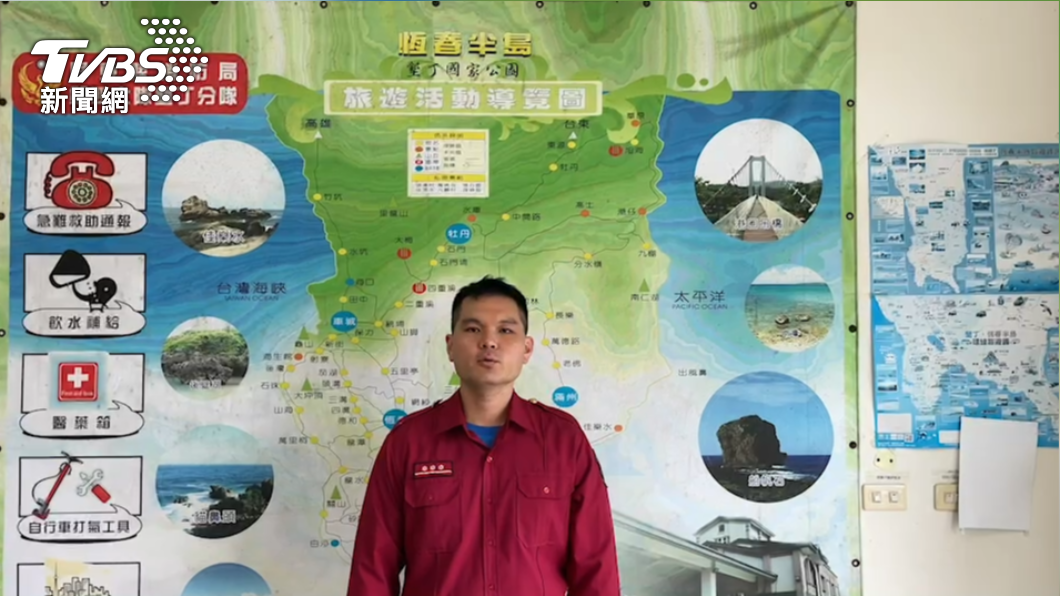 墾丁消防分隊隊員洪健豪說明案情。(圖/屏東縣消防局提供)
