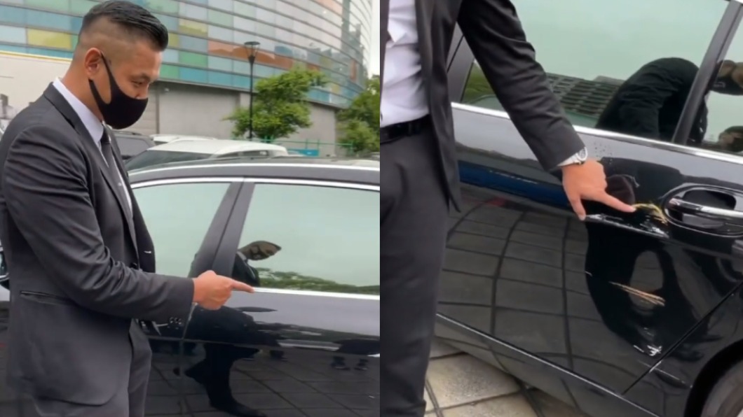 陳建州發現王力宏座車傷痕累累。(圖/翻攝自陳建州IG)