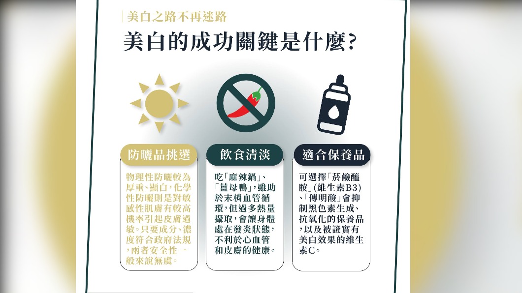 美白成功關鍵。（圖／翻攝自陳昱璁臉書）