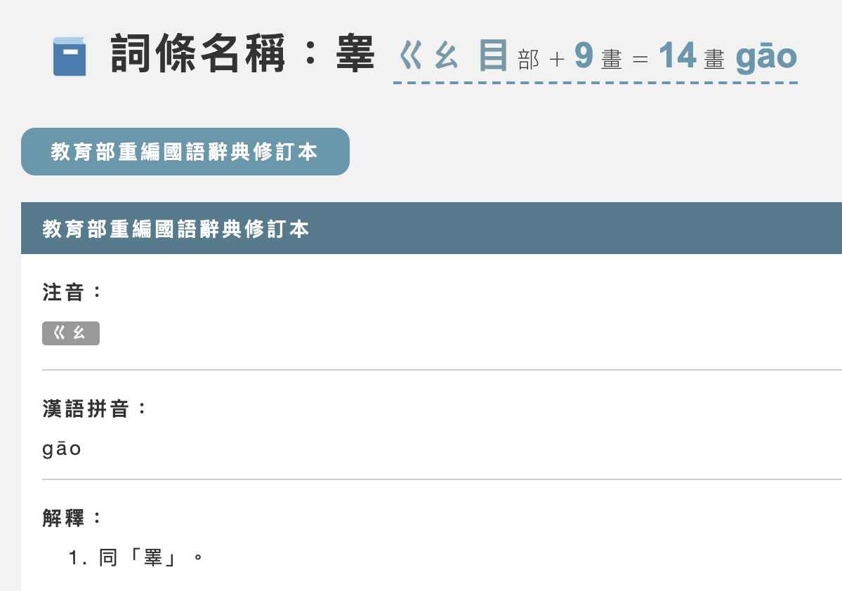 「睾」為「睪」的異體字。(圖/翻攝自教育雲線上字典)