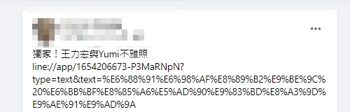 網路上近來流傳王力宏與Yumi的「不雅照」連結。(圖/翻攝自臉書)
