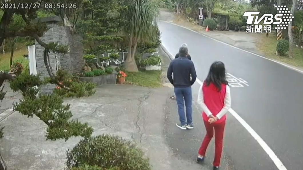 水鹿跑走後,4隻流浪狗也衝出來吠叫。(圖/讀者提供)