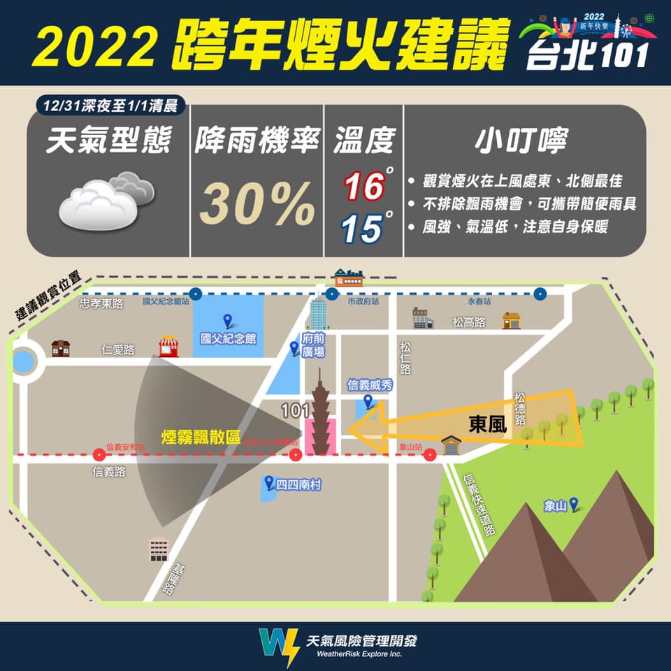 台北101。(圖/翻攝自天氣風險 WeatherRisk臉書)