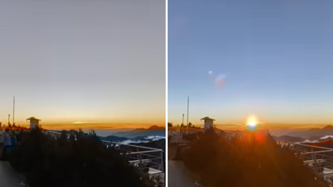 鄭明典分享在玉山迎接第一道日光的影片。(圖/翻攝自鄭明典臉書)