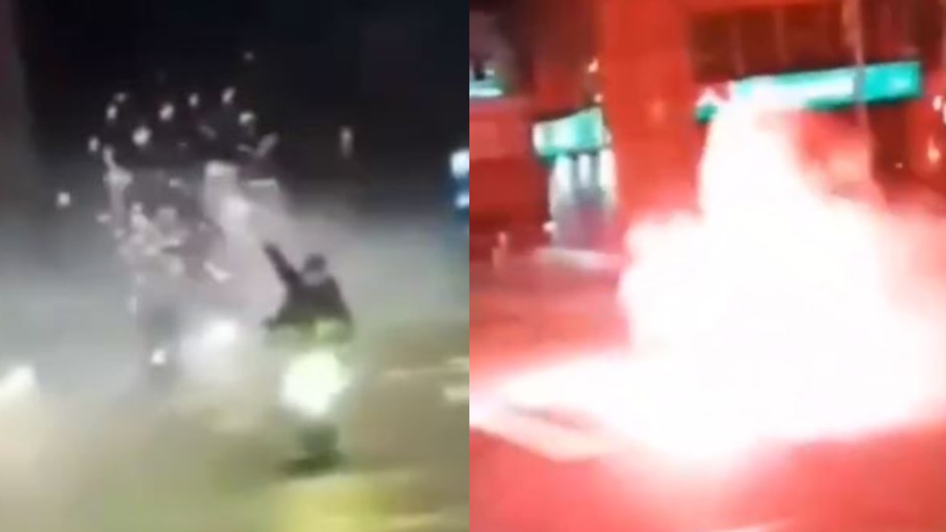 年輕人自己拍下將炸街影片。(圖/翻攝自記者爆料網)