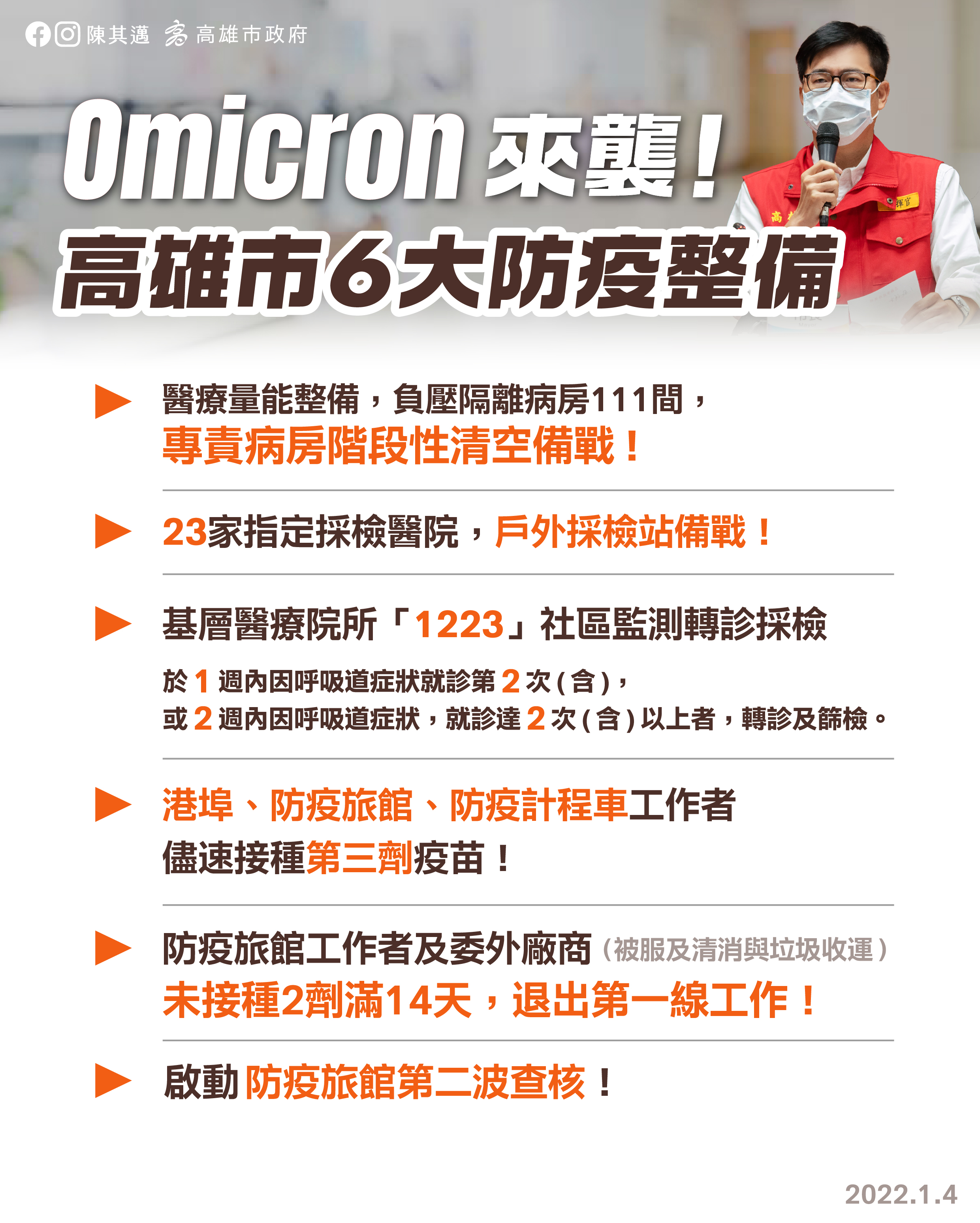 高雄市防疫六大整備。（圖／高雄市政府提供）