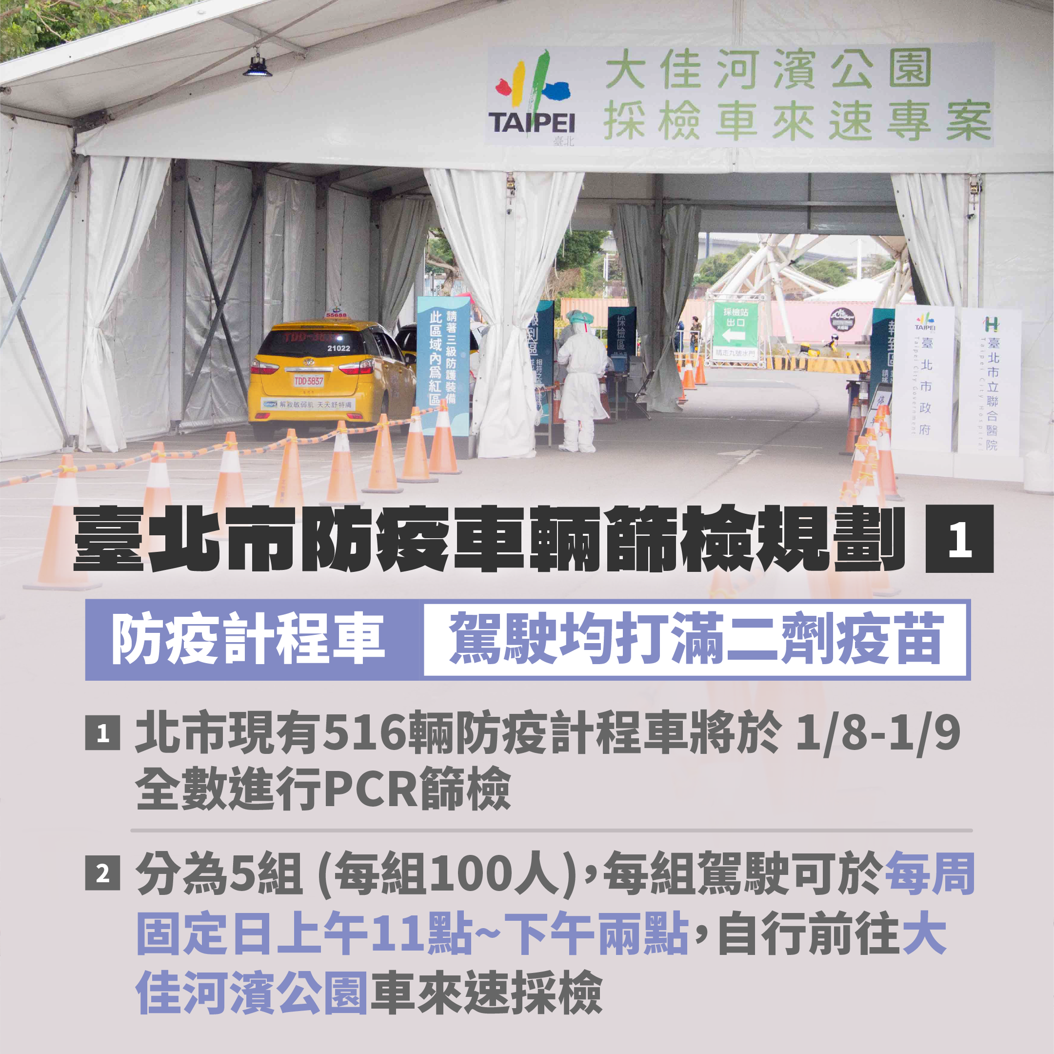 台北市防疫車輛篩檢規劃1/2。(圖/台北市府)