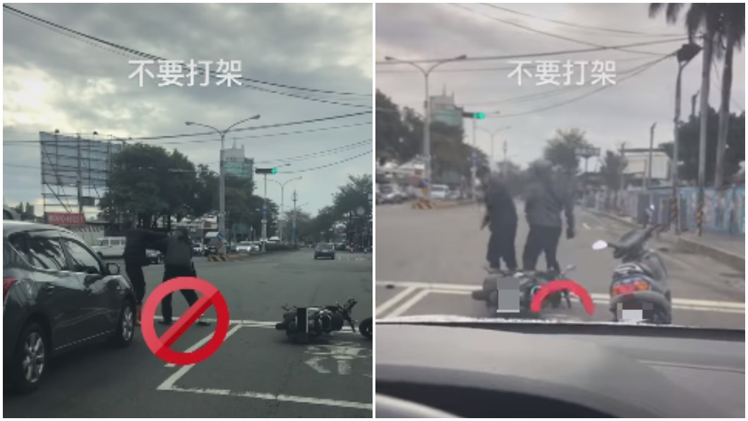 別打架！台中男持「安全帽」毆阿伯　兩人馬路上演全武行